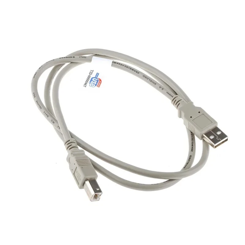 RS PRO IC Socket USB Cable Male USB Type A to Male USB B USB 2.0 1m Grey 182-8831