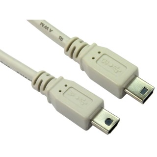RS PRO USB Cable Male Mini USB Type A to Male Mini USB Type B Grey 1m 182-8875