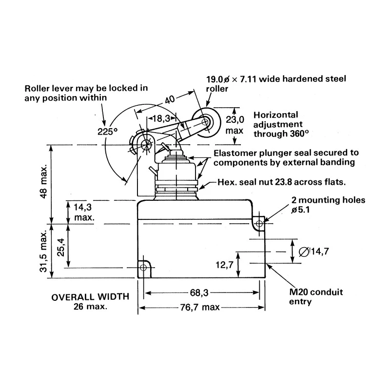Honeywell Technologies BZE7 Series Roller Lever Limit Switch, SPDT, IP50/IP65, Die Cast Aluminium Housing, 480V AC, 15A 