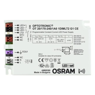 Osram Constant Current LED Driver 22W, 10-38V Output Voltage, 120mA, 220-240V Input, IP20, OPTOTRONIC NFC Series IP20