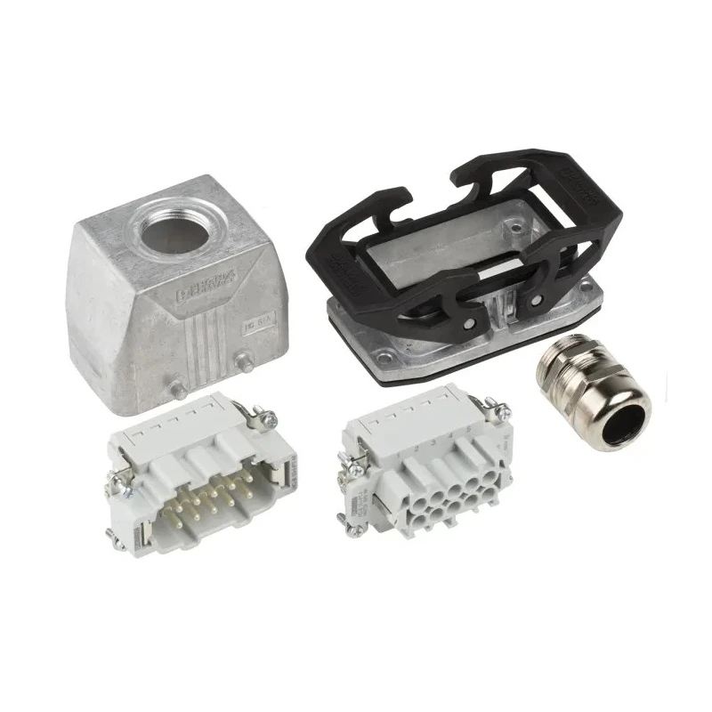 Phoenix Contact HC Series Heavy Duty Power Connector Kit, 10-Contact, Die-Cast Aluminium, Push-In Connection, AWG 1416346
