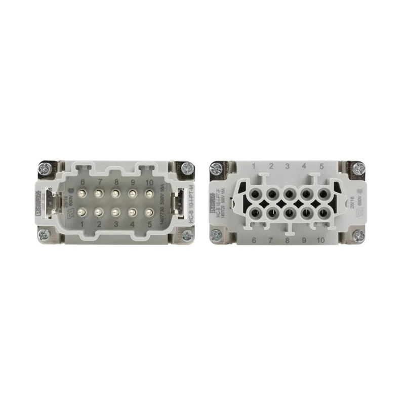 Phoenix Contact HC Series Heavy Duty Power Connector Kit, 10-Contact, Die-Cast Aluminium, Push-In Connection, AWG 1416346