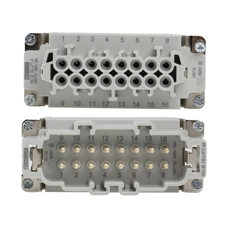 Phoenix Contact HC Series Heavy Duty Power Connector Kit 16-Contact 16A 500V with Die-Cast Aluminium Housing 1416356