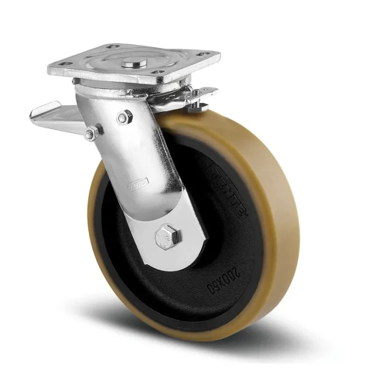 Tente Swivel Castor with 1500 kg Load Capacity, 160 mm Polyurethane Wheel, Steel Frame Zinc Plated 9682FTP160P63