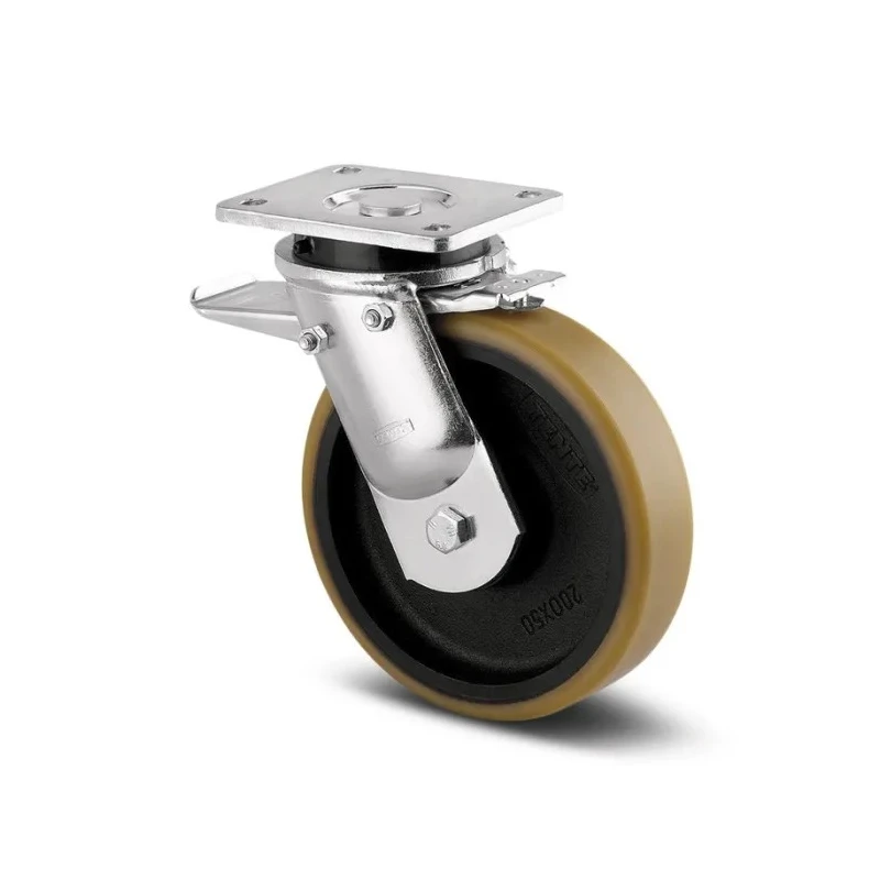 Tente Swivel Castor with 3400 kg Load Capacity, 250 mm Polyurethane Wheel, Passivated Zinc Plated Steel Frame 9652FTP250P64