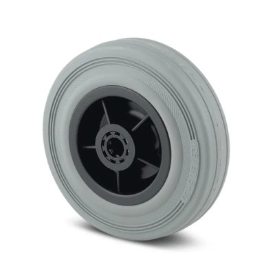 Tente Grey Rubber Trolley Wheel 200mm Diameter 50mm Width 20mm Bore 410kg Load Capacity PIR200X50-20