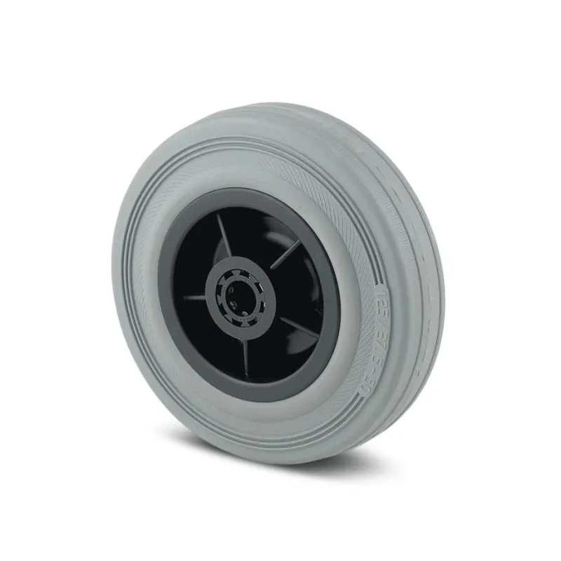 Tente Grey Rubber Trolley Wheel 200mm Diameter 50mm Width 20mm Bore 410kg Load Capacity PIR200X50-20