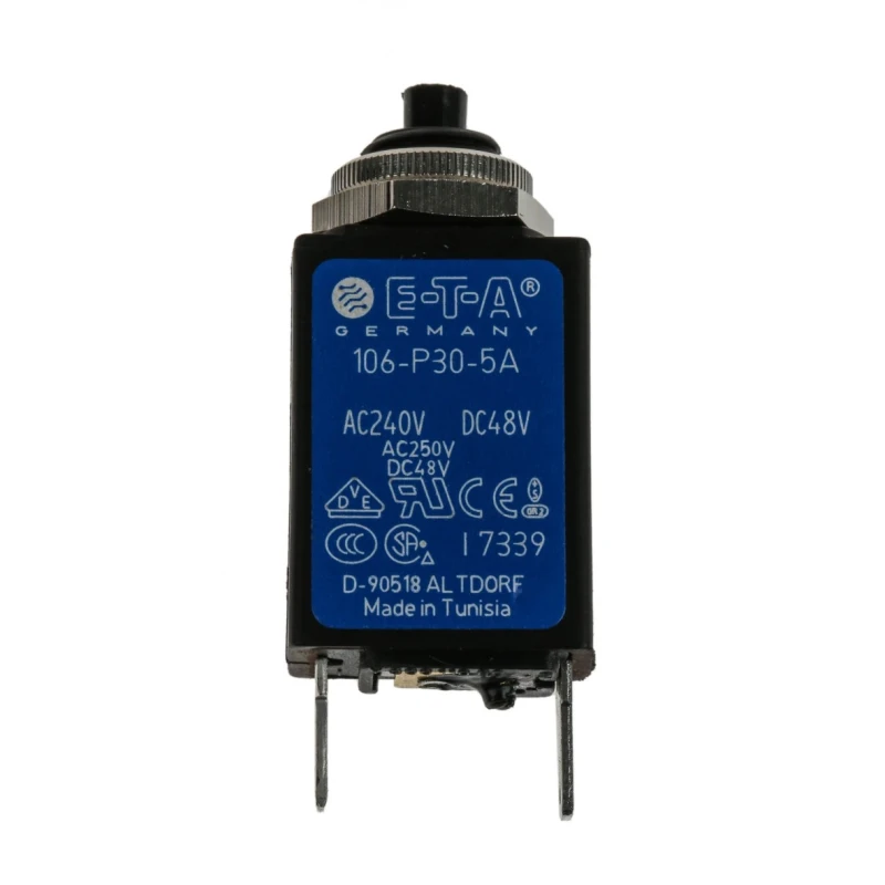 ETA 106-P30 Thermal Circuit Breaker 5A Current Rating 1-Pole Panel Mount 106-P30-000040-5A