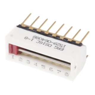 ERG Slide Rotary Coded DIP Switch Through Hole Mount, Slide Actuator, 2A 240Vac Contact Rating DS16C 01 08 STD