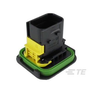 TE Connectivity HDSCS Automotive Connector Female Black Flange 8 Way Crimp Termination 1-1564416-1