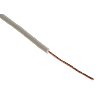 RS PRO White Hook Up Wire, Solid Strand, 22 AWG, 1 x 0.8 mm, 100 m Length, Polyvinyl Chloride Jacket, Annealed 183-9225