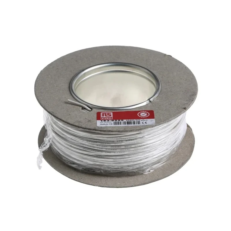 RS PRO White Hook Up Wire, Solid Strand, 22 AWG, 1 x 0.8 mm, 100 m Length, Polyvinyl Chloride Jacket, Annealed 183-9225
