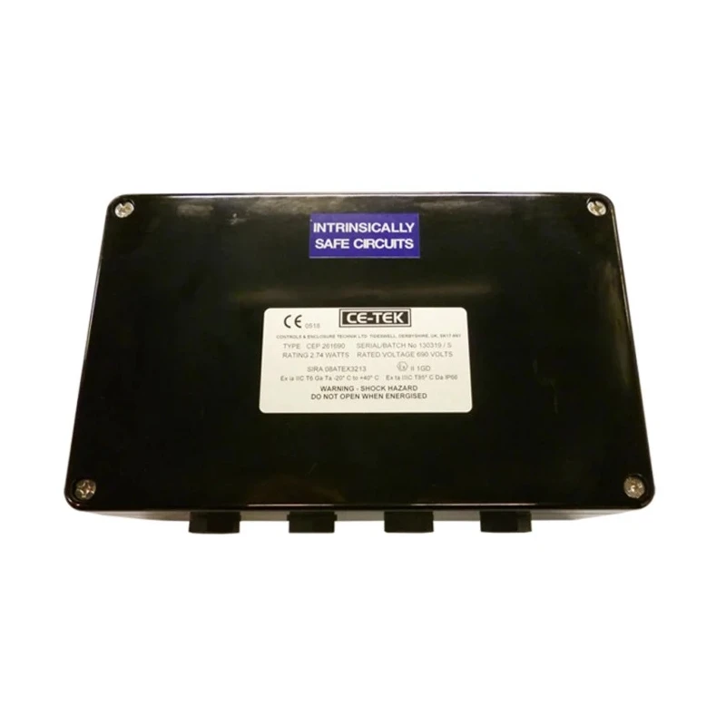 CE-TEK CEP Series Black Glass Reinforced Polyester Junction Box, IP66, 26 Terminals, ATEX, 160mm x 90mm x 260mm CEP261690PAI