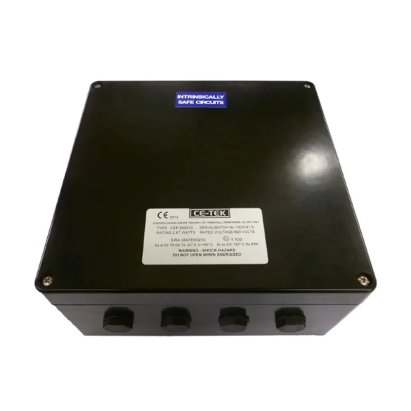 CE-TEK Glass Reinforced Polyester Junction Box IP66, 40 Terminals, ATEX Certified, 250mm x 120mm x 255mm CEP252512PAI