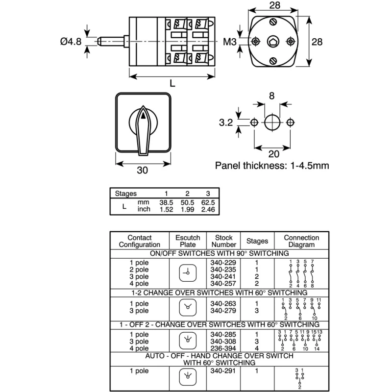 Kraus & Naimer 2 Position, 4 Pole Rotary Knob Actuator 10 A, 690 V, IP42/IP65, CG4.A324/GBA123.EF