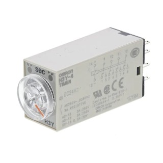 Omron H3Y-4 Series DIN Rail Surface Mount Timer Relay 24 V dc/ac 1 to 30 Seconds ON Delay 4PDT Switch H3Y-4 DC24 30S
