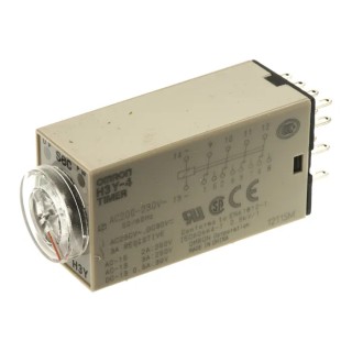 Omron Timer Relay, DIN Rail Surface Mount, 4-Contact 4PDT, ON Delay, 24 V DC 200-230 V AC, 2 to 60 s H3Y-4 AC200-230 60S
