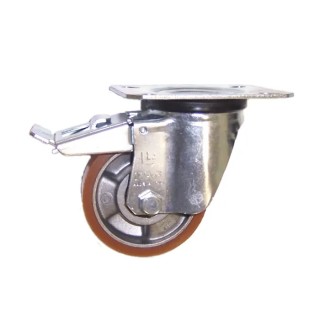 LAG Swivel Castor Polyurethane Wheel 80 mm Diameter 120 kg Load Capacity Galvanised Steel Frame 26002FR