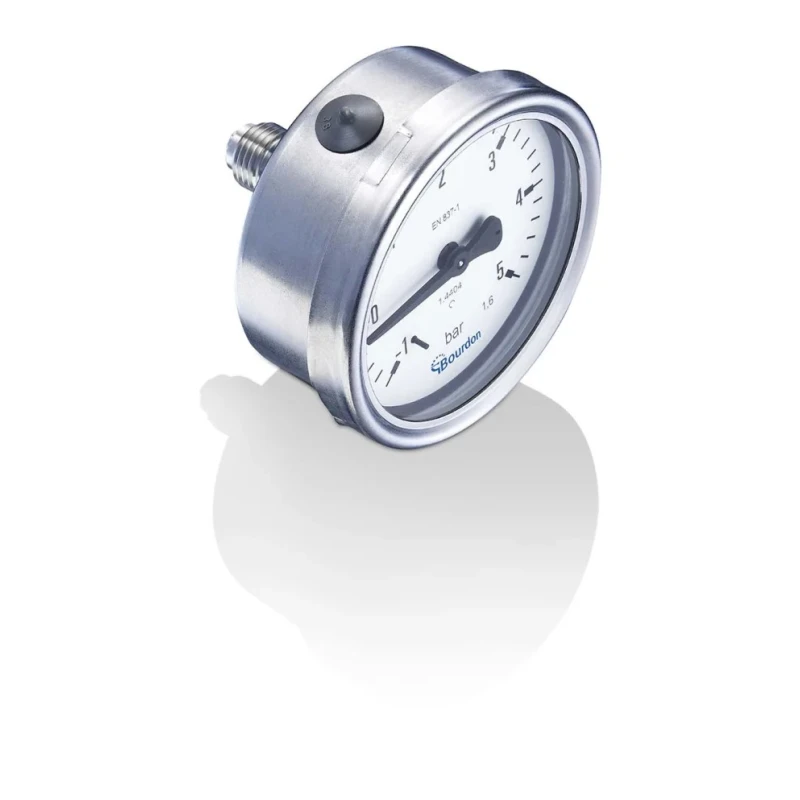 Bourdon Industrial Stainless Steel 63 mm Dial Pressure Gauge G 1/4 Connection 2.5 bar Maximum Pressure MEX3-F20.B18