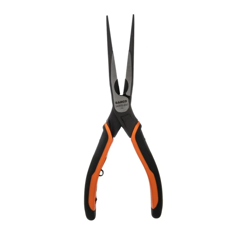 Bahco Long Nose Plier 5-Piece Set Serrated Jaw 72mm, Overall Length 200mm, Ergonomic Handle Steel 2430 G-200 IP