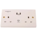Powerbreaker Passive 2 Gang 13A RCD Socket Surface Switched BS 4293 230V AC White H22WP-C