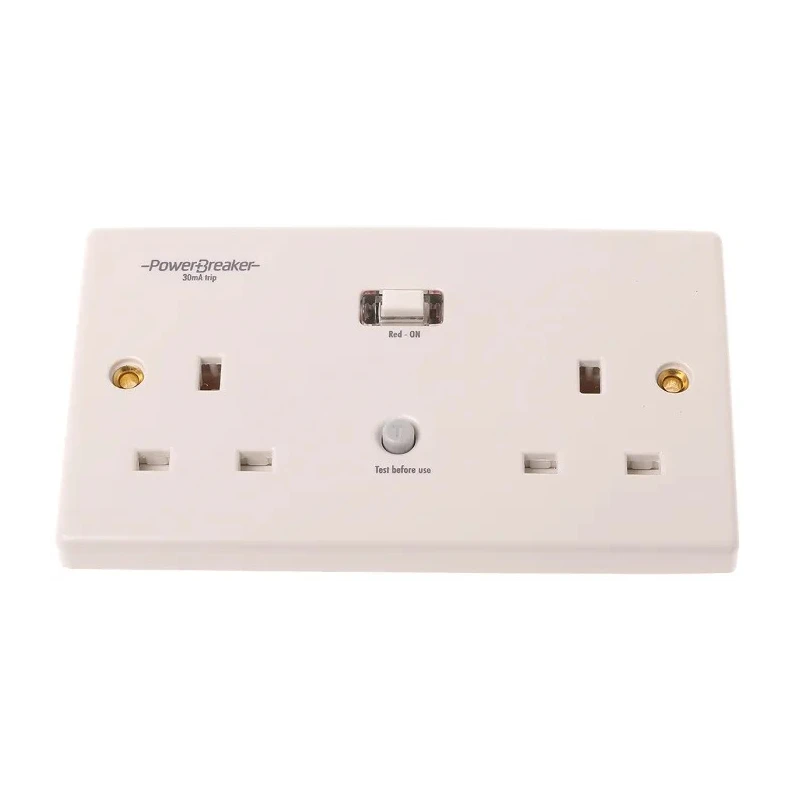 Powerbreaker Passive 2 Gang 13A RCD Socket Surface Switched BS 4293 230V AC White H22WP-C