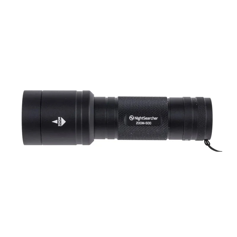 Nightsearcher Aluminium LED Torch 500 Lumens, Spot to Flood Zoom Beam, IP66, 4 x AAA Alkaline Batteries NSZOOM500
