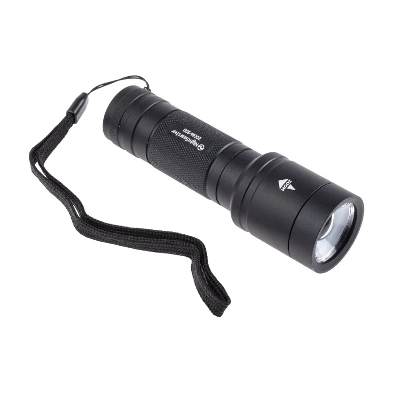 Nightsearcher Aluminium LED Torch 500 Lumens, Spot to Flood Zoom Beam, IP66, 4 x AAA Alkaline Batteries NSZOOM500