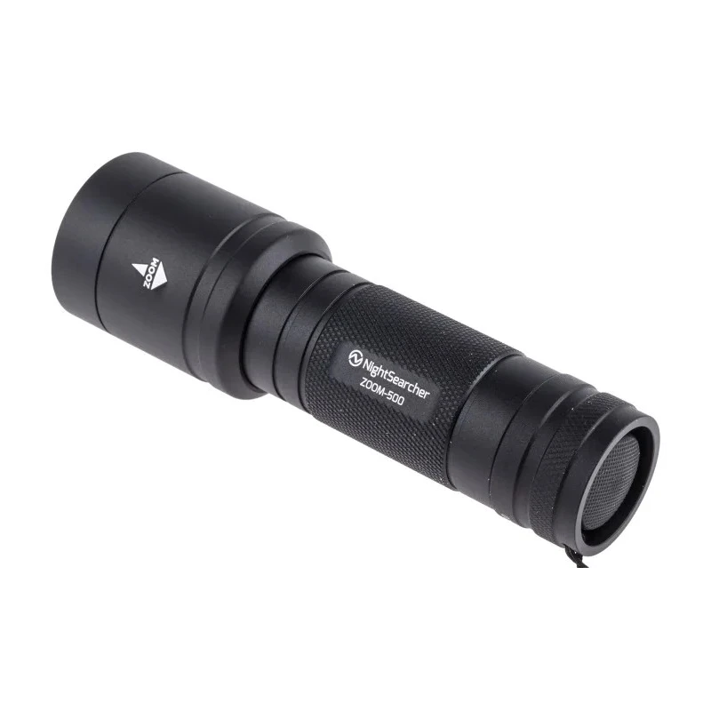 Nightsearcher Aluminium LED Torch 500 Lumens, Spot to Flood Zoom Beam, IP66, 4 x AAA Alkaline Batteries NSZOOM500