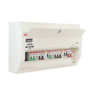 Contactum Steel Consumer Unit, 100A, White, BS EN 61439-3 Defender DDS12188SPMS-P01