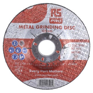 RS PRO Abrasive Disc Aluminium Oxide 125 mm Diameter x 6 mm Thickness Fine Grade P180 Grit 5 Per Pack 184-9235