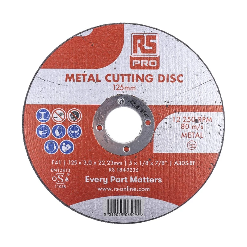 RS PRO Aluminium Oxide Abrasive Disc 125 mm Diameter x 3 mm Thickness Fine Grade P120 Grit 5 Per Pack 184-9236