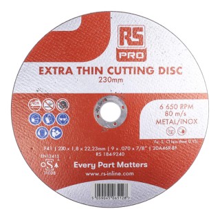 RS PRO Aluminium Oxide Abrasive Disc 230 mm x 1.8 mm Thick Fine Grade P120 Grit Pack of 5 184-9240
