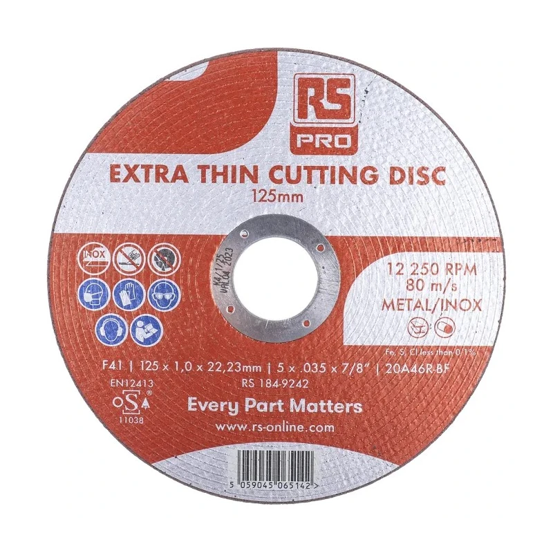 RS PRO Aluminium Oxide Abrasive Disc 125 mm Diameter x 1 mm Thickness Fine Grade P120 Grit 5 Per Pack 184-9242