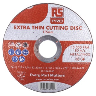 RS PRO Aluminium Oxide Abrasive Disc 115 mm Diameter P60 Grit 10 Per Pack 13300rpm MAX SPEED 184-9243