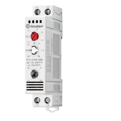 Finder Enclosure Thermostat 20 A, 110V AC/DC, 240V AC/DC, -45°C to 60°C Temperature Range 7T.51.0.230.4360