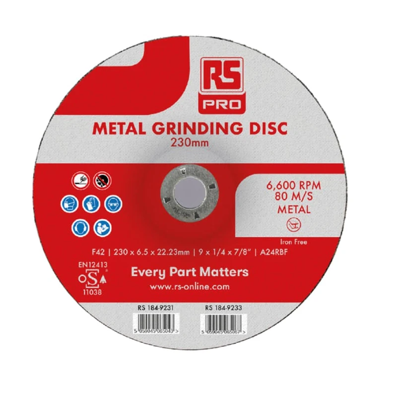RS PRO Aluminium Oxide Abrasive Disc 230 mm Diameter x 6.5 mm Thickness Fine Grade P60 Grit 184-9233