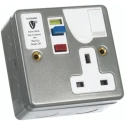 Timeguard 13A Active 1 Gang RCD Socket Steel Surface Recessed On-Off Switch 230V AC RCD03MAVN