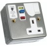 Timeguard 13A Active 1 Gang RCD Socket Steel Surface Recessed On-Off Switch 230V AC RCD03MAVN