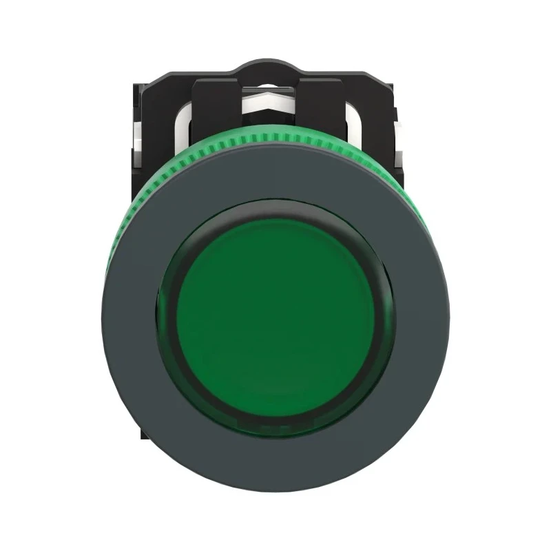 Schneider Electric Harmony Series Illuminated Push Button Switch Spring Return Panel Mount 30 mm Cutout SPDT Green XB5FW33B5