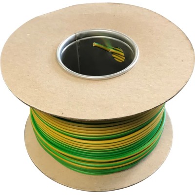 RS PRO 6491B Series Green, Yellow Hook Up Wire 7/2.14 mm Core Strands 100 m Thermoplastic Polyolefin 450/750 V Model 185-3968