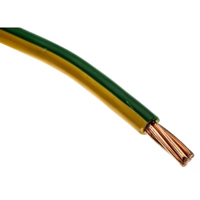 RS PRO 6491X Series Green Yellow Hook Up Wire, 7 x 2.52 mm Strands, 50 m Length, Polyvinyl Chloride Insulated 185-3926