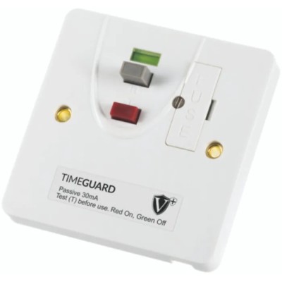 Timeguard 13A Switched Fused Spur BS7288:2016, BS1363-4 230V AC Metal Surface Mounted RCD RCD11WPVN
