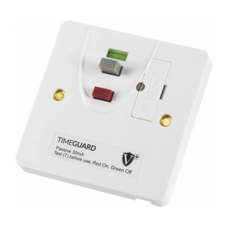 Timeguard 13A Switched Fused Spur BS7288:2016, BS1363-4 230V AC Metal Surface Mounted RCD RCD11WPVN