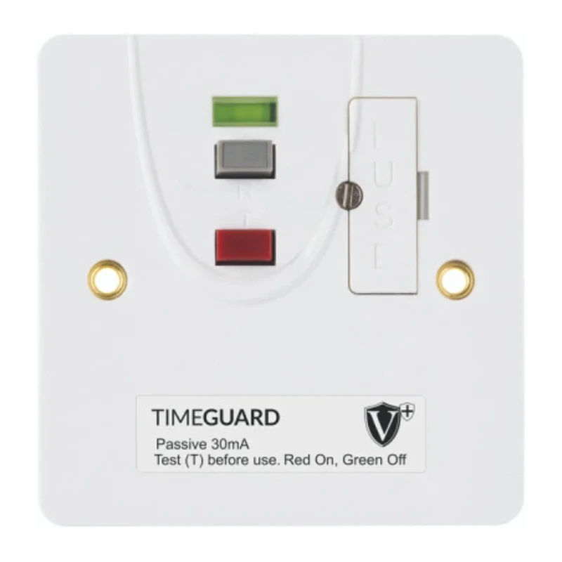 Timeguard 13A Switched Fused Spur BS7288:2016, BS1363-4 230V AC Metal Surface Mounted RCD RCD11WPVN