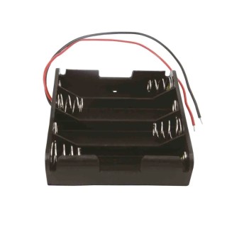 RS PRO AA Battery Holder Coil Spring Lead Wire Mount 4 Cells Polypropylene 63.1x58x16mm 185-4643