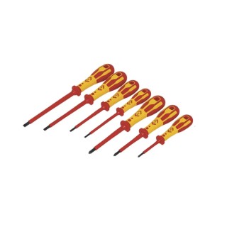 CK Pozidriv Insulated Screwdriver Set, 7-Piece, VDE Certified, Chrome Molybdenum/Vanadium Steel T49193D