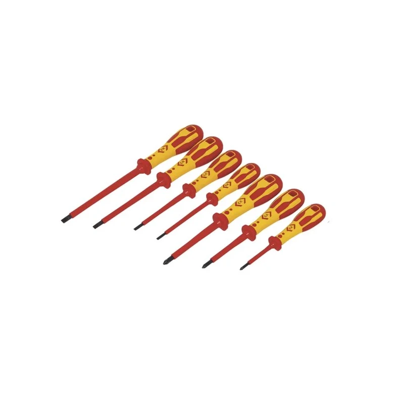 CK Pozidriv Insulated Screwdriver Set, 7-Piece, VDE Certified, Chrome Molybdenum/Vanadium Steel T49193D