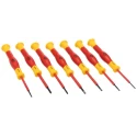 CK Slotted Precision Screwdriver Set, 7-Piece, VDE Compliant, Slotted Tips 1.5-3 mm, PH00/PH0 Phillips, Taiwan T4897