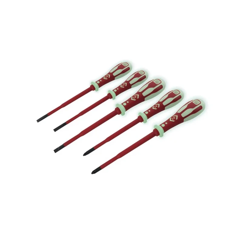 CK Insulated Pozidriv Screwdriver Set, 5-Piece, Slim Shaft, VDE Approved, German Made T49283PD